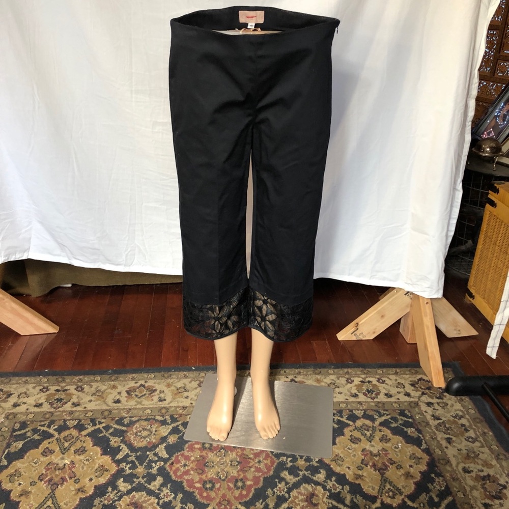 NWT Curete black cropped pants mesh details size 6